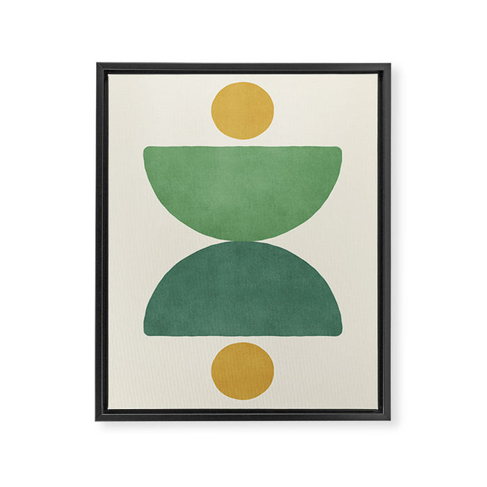 Half-circle Balance - Green Gold Framed Canvas Print Gallery Image 1