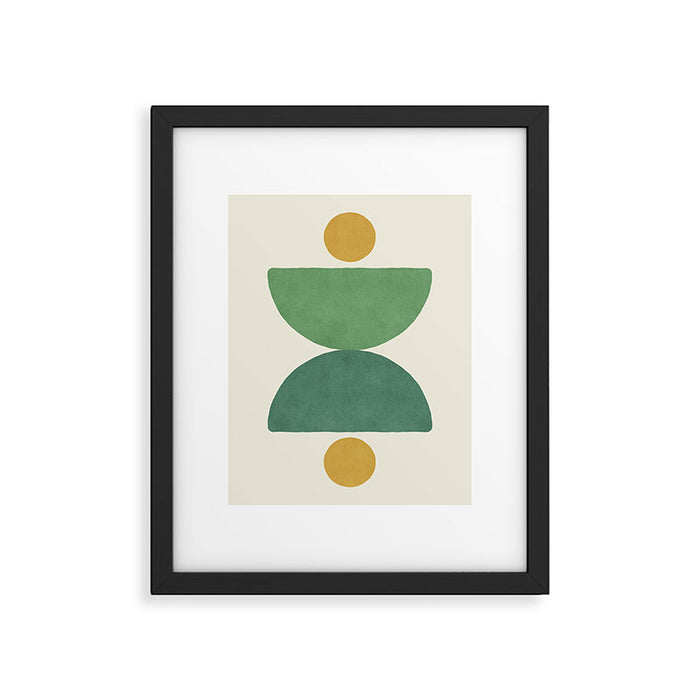 Half-circle Balance - Green Gold Framed Art Print Gallery Image 1
