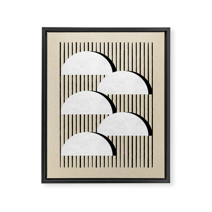 Half-circle B&W Stripes Framed Canvas Print Gallery Image 1