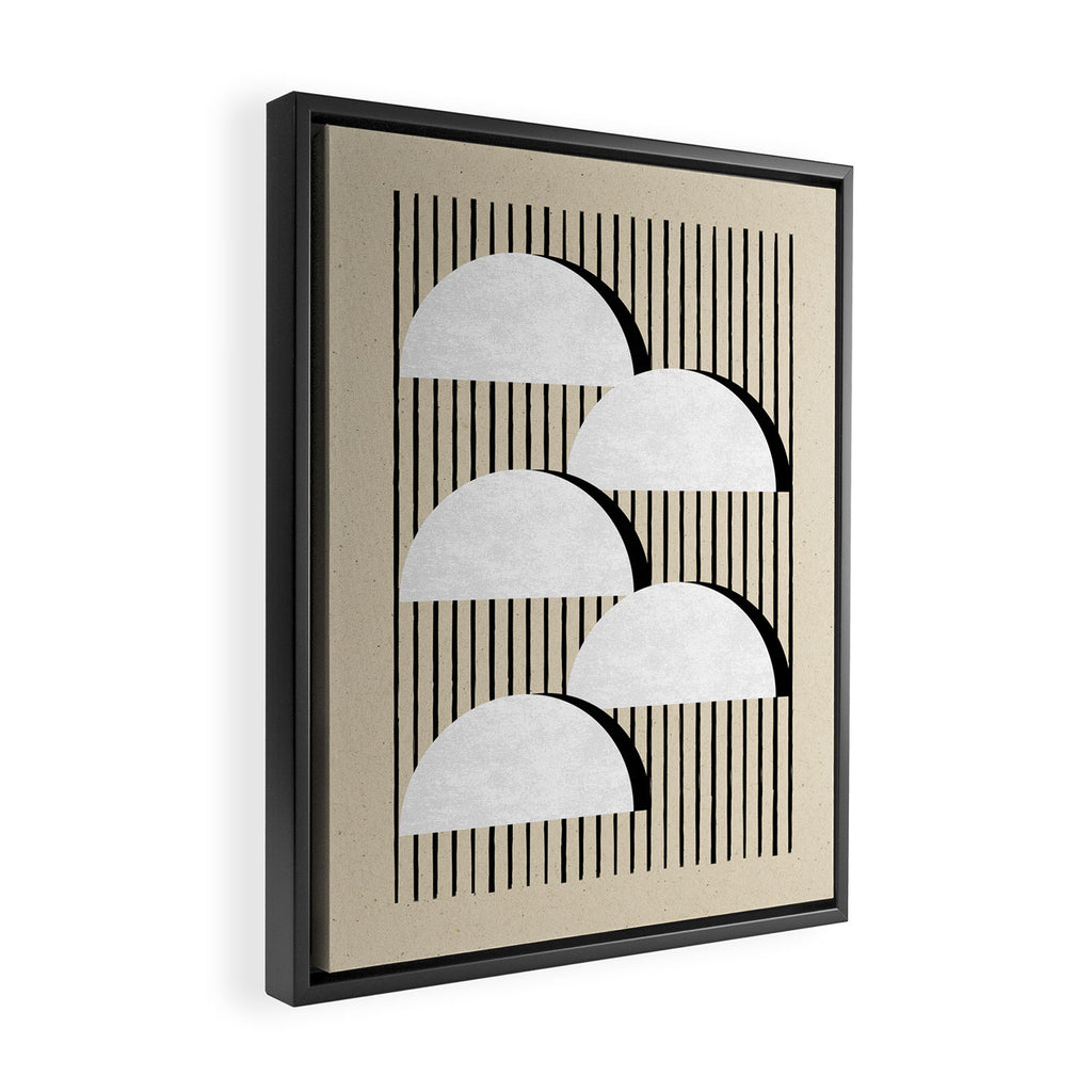 Half-circle B&W Stripes Framed Canvas Print Gallery Image 2