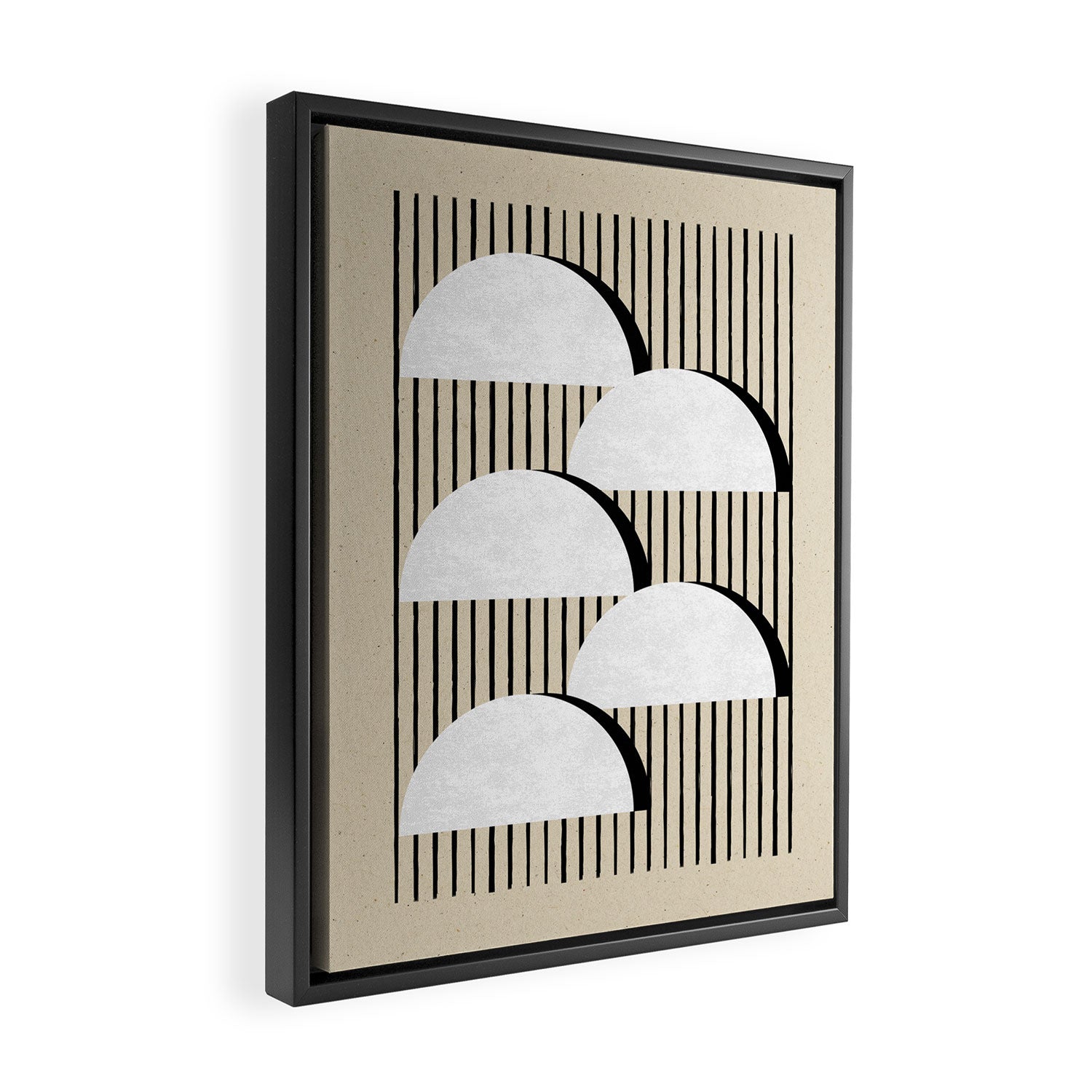Half-circle B&W Stripes Framed Canvas Print Gallery Image 2