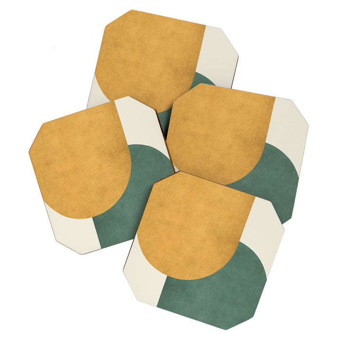 Halfmoon Colorblock 2 - Gold Green  Coaster Gallery Image 1