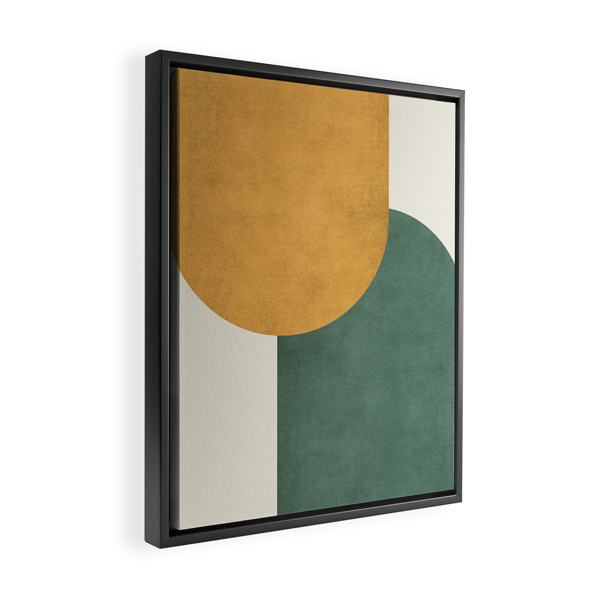 Halfmoon Colorblock 2 - Gold Green  Framed Canvas Print Gallery Image 2