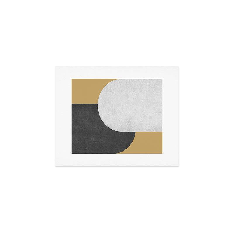 Halfmoon Colorblock - Black White on Gold Art Print Gallery Image 1