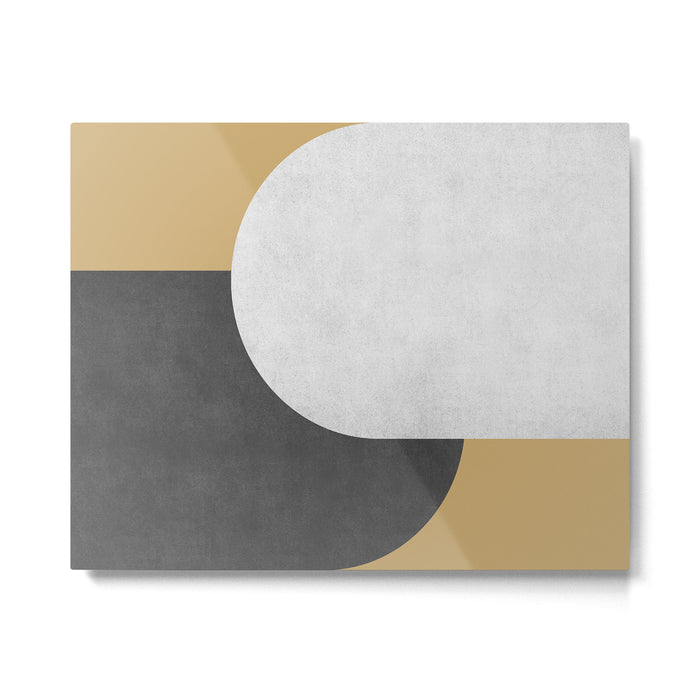 Halfmoon Colorblock - Black White on Gold Metal Print Gallery Image 1