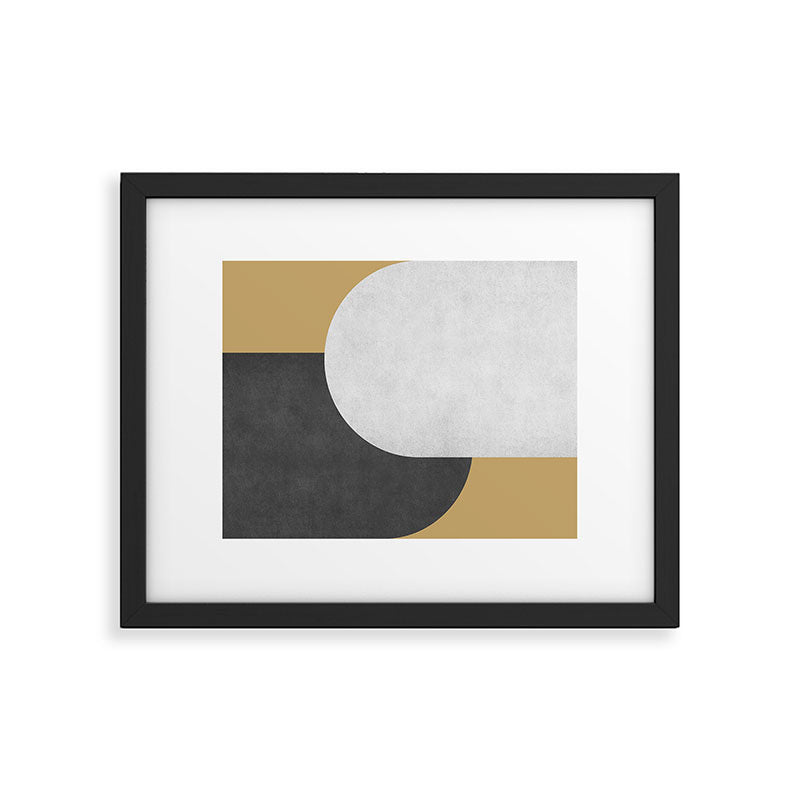 Halfmoon Colorblock - Black White on Gold Framed Art Print Gallery Image 5