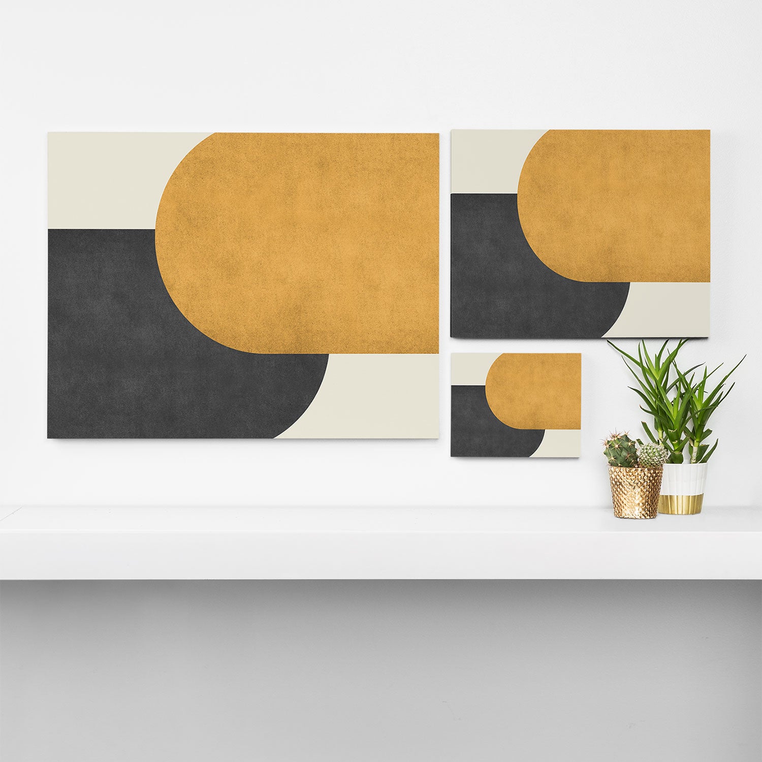 Halfmoon Colorblock - Gold Charcoal Canvas Print Gallery Image 3