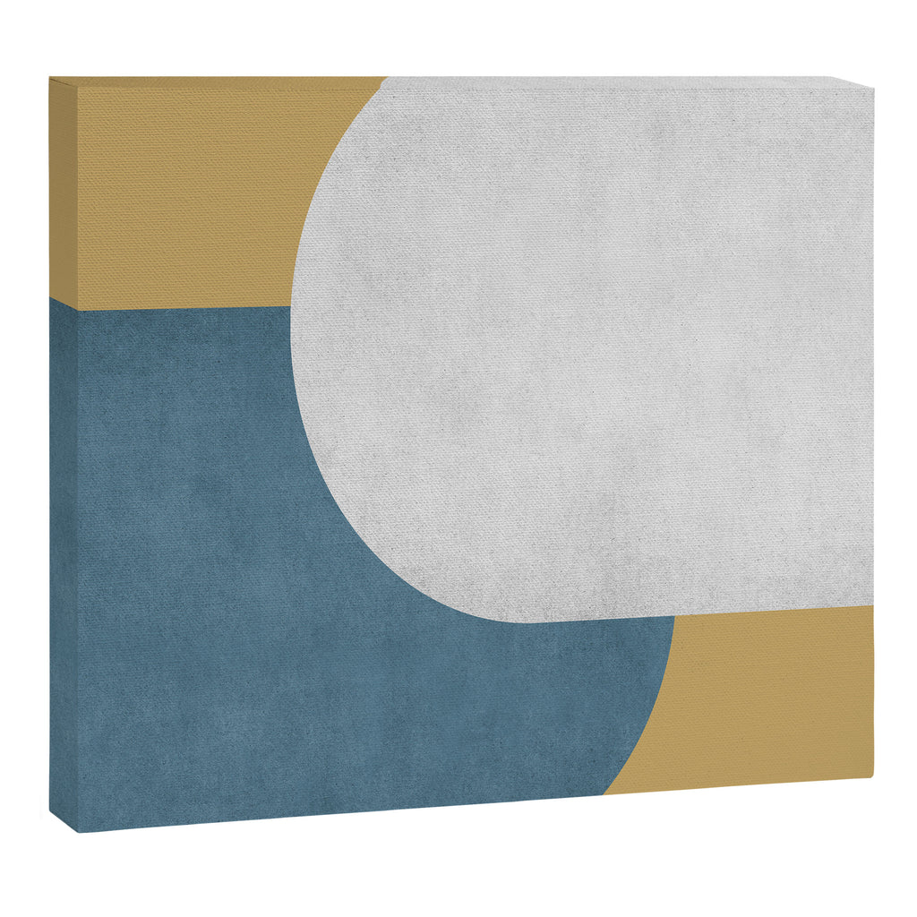Halfmoon Colorblock - White Blue on Gold Canvas Print Gallery Image 6