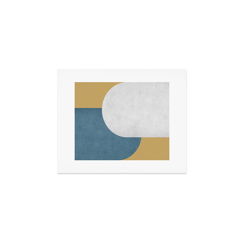 Halfmoon Colorblock - White Blue on Gold Art Print Gallery Image 1