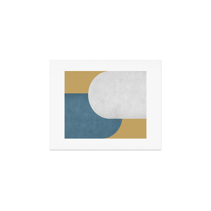 Halfmoon Colorblock - White Blue on Gold Art Print Gallery Image 1