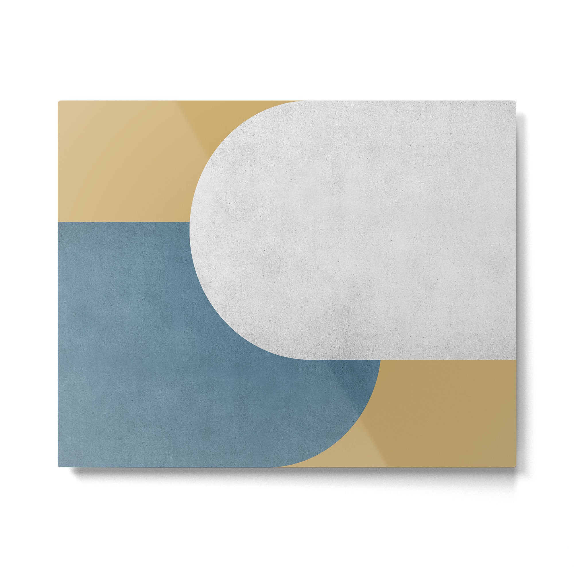 Halfmoon Colorblock - White Blue on Gold Metal Print Gallery Image 4