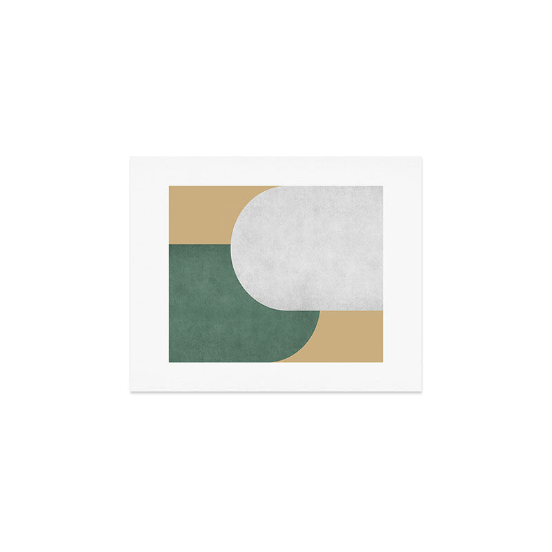 Halfmoon Colorblock - White Green on Gold Art Print Gallery Image 1