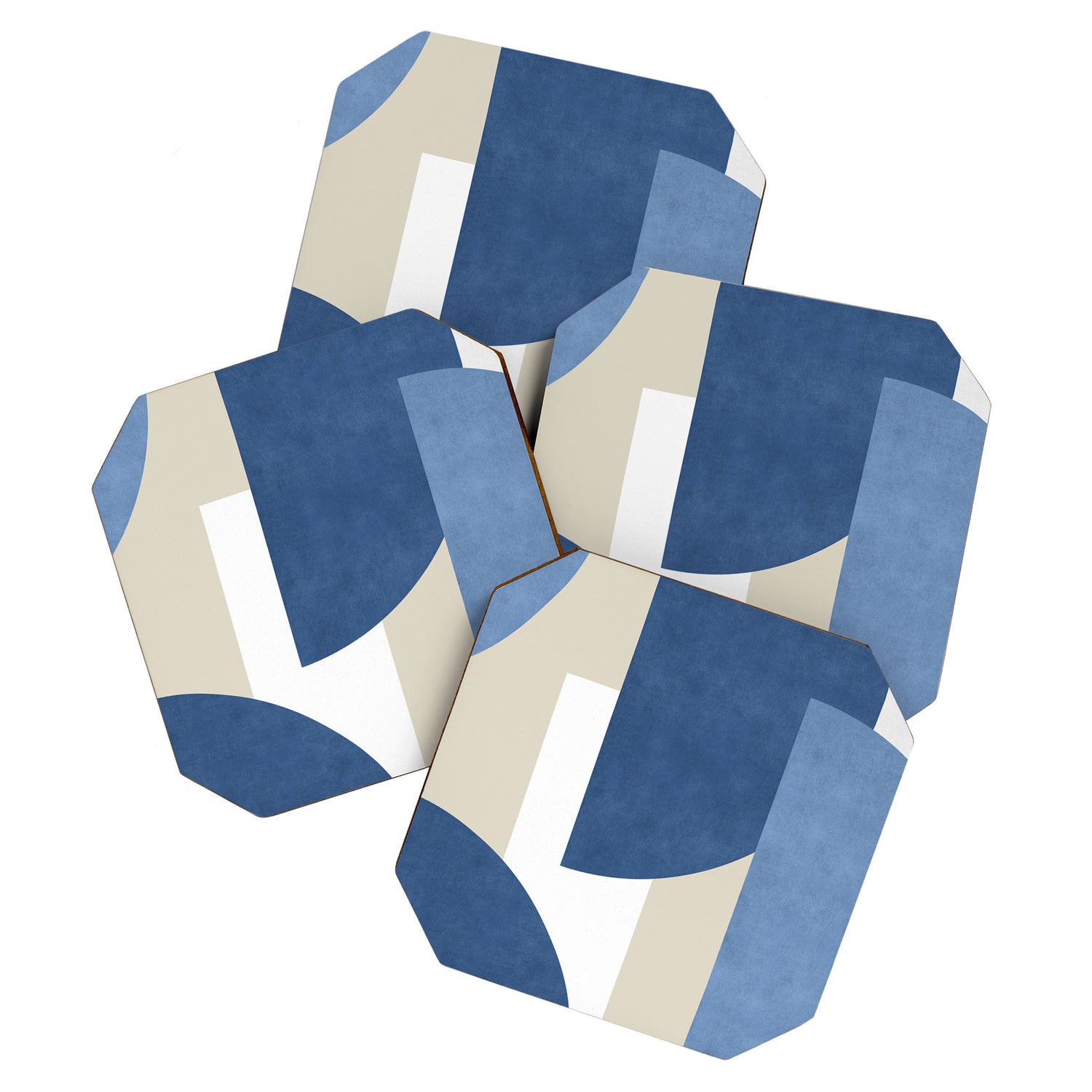 Halfmoon Colorblocks Composition - Blue Navy Coaster Gallery Image 1