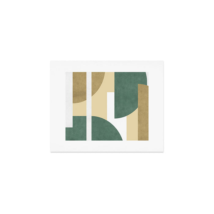 Halfmoon Colorblocks Composition - Gold Green Art Print Gallery Image 1