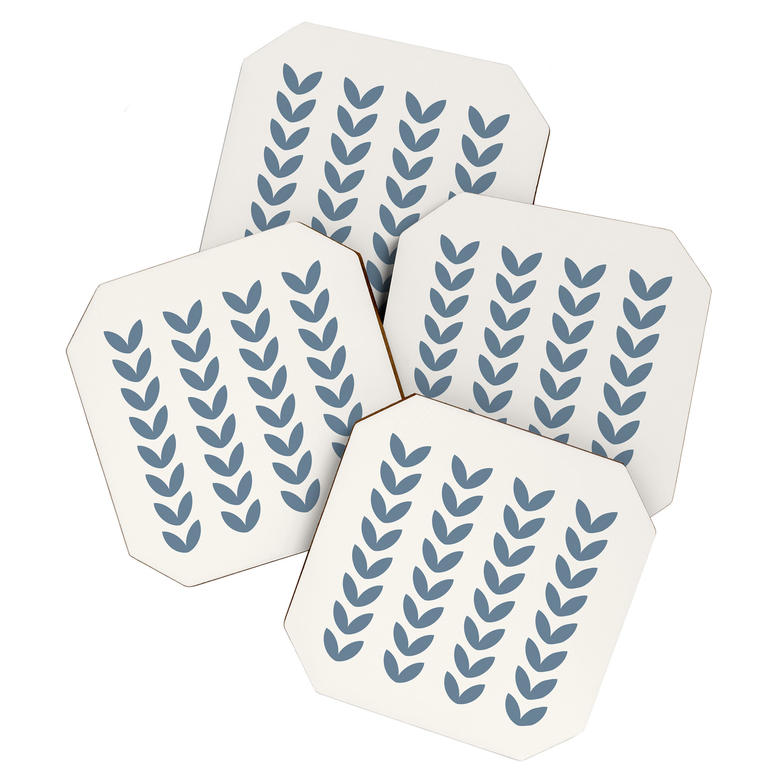 Leaf Pattern Pastel Blue - Scandinavian Coaster Gallery Image 1