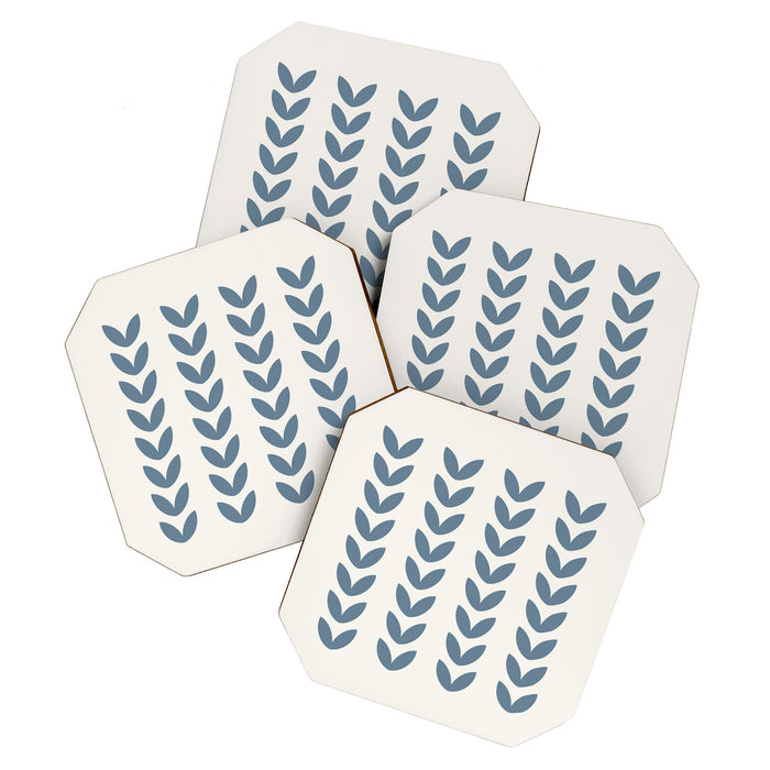 Leaf Pattern Pastel Blue - Scandinavian Coaster Gallery Image 1