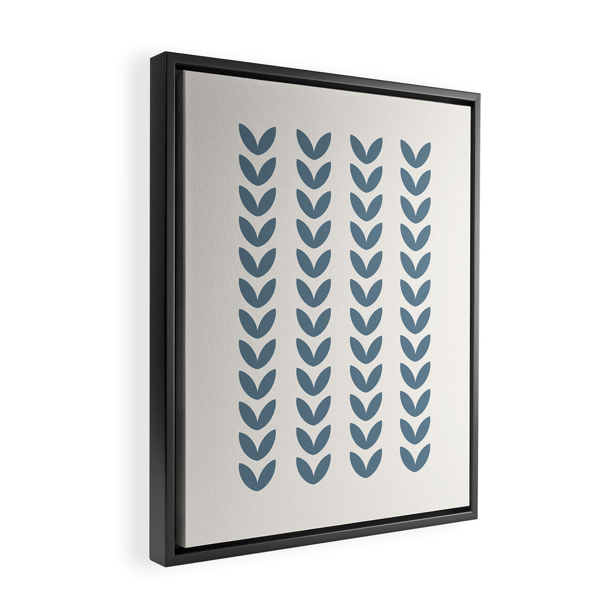 Leaf Pattern Pastel Blue - Scandinavian Framed Canvas Print Gallery Image 2