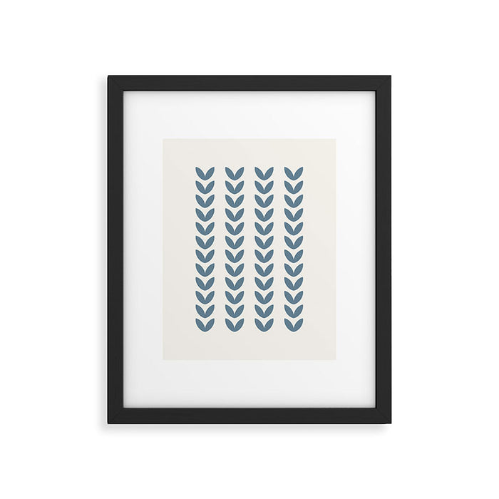 Leaf Pattern Pastel Blue - Scandinavian Framed Art Print Gallery Image 1