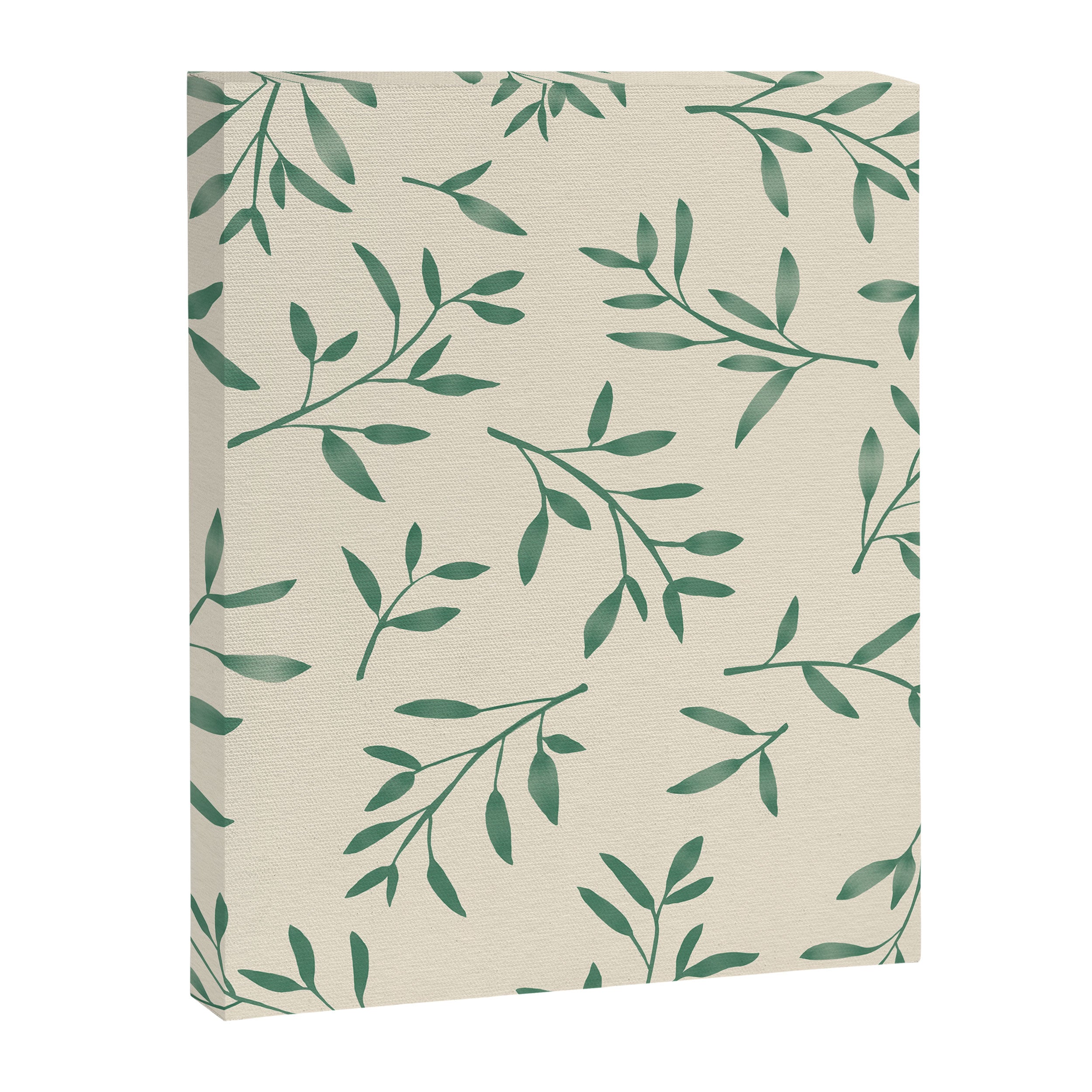 Leaf Pattern Watercolor - Green Canvas Print Gallery Image 6