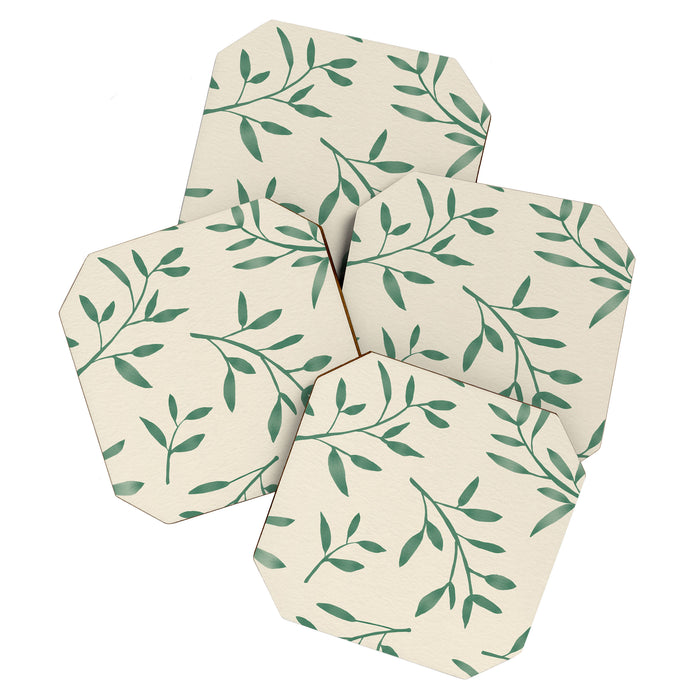 Leaf Pattern Watercolor - Green Coaster Gallery Image 1