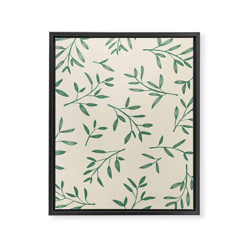 Leaf Pattern Watercolor - Green Framed Canvas Print Gallery Image 6
