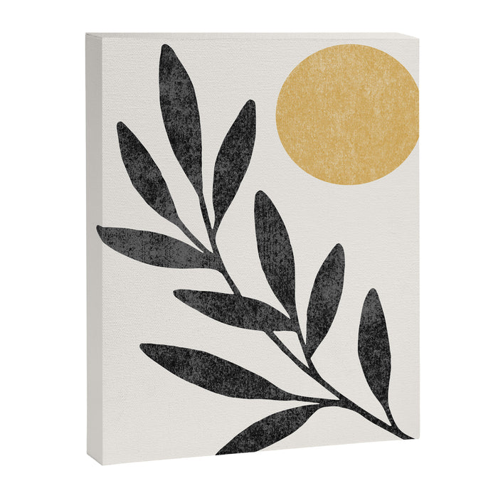 Leaf Sun 1 - Gold Black Canvas Print Gallery Image 1