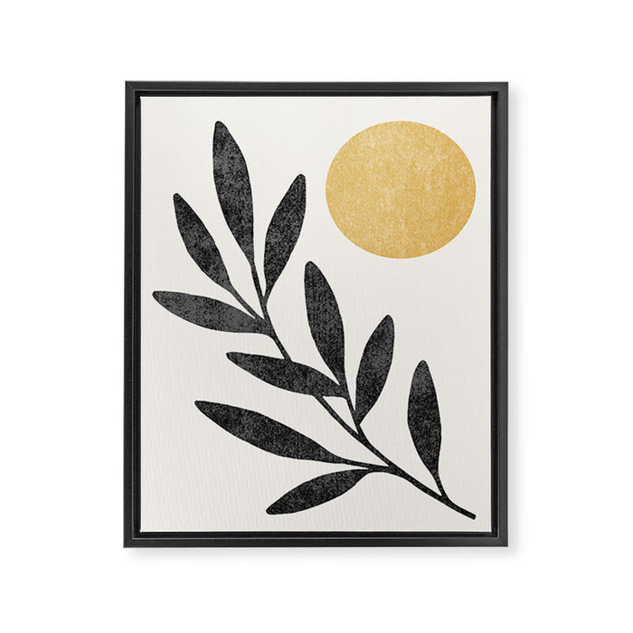 Leaf Sun 1 - Gold Black Framed Canvas Print Gallery Image 1