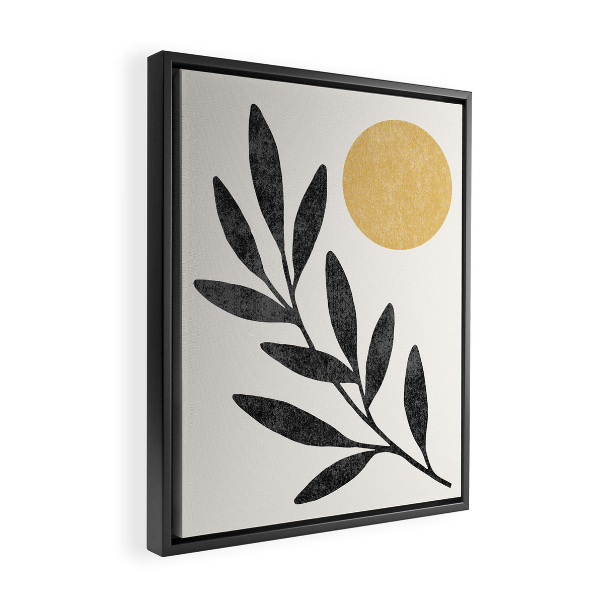 Leaf Sun 1 - Gold Black Framed Canvas Print Gallery Image 2