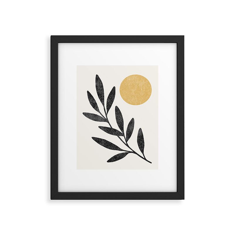 Leaf Sun 1 - Gold Black Framed Art Print Gallery Image 6
