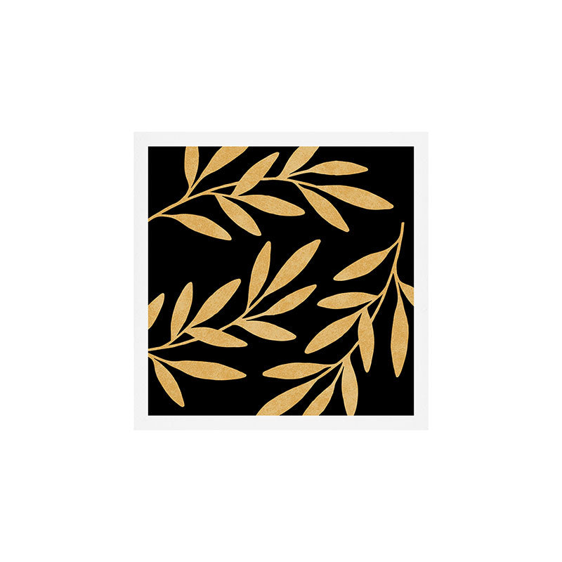 Leaves - Gold Black Art Print Gallery Image 1