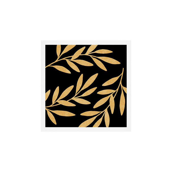 Leaves - Gold Black Art Print Gallery Image 1