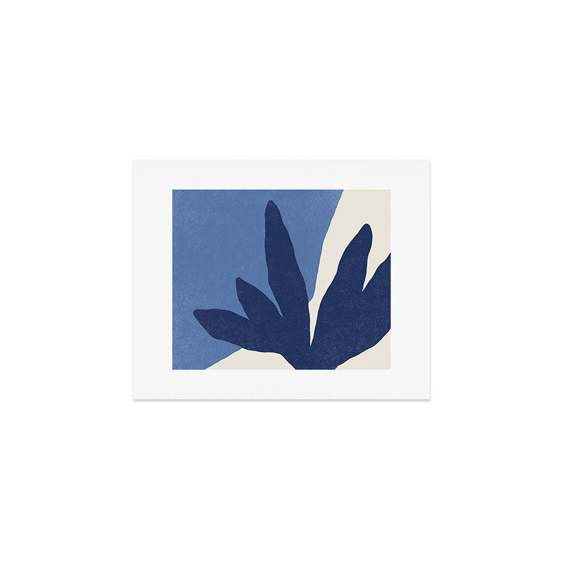 Leaves Minimalism - Blue Navy Art Print Gallery Image 1