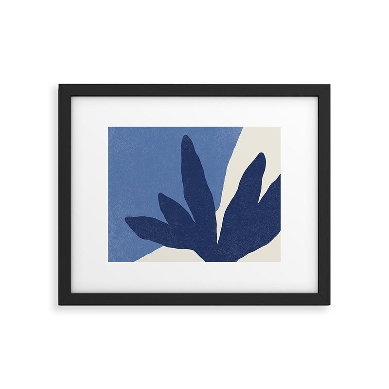 Leaves Minimalism - Blue Navy Framed Art Print Gallery Image 5