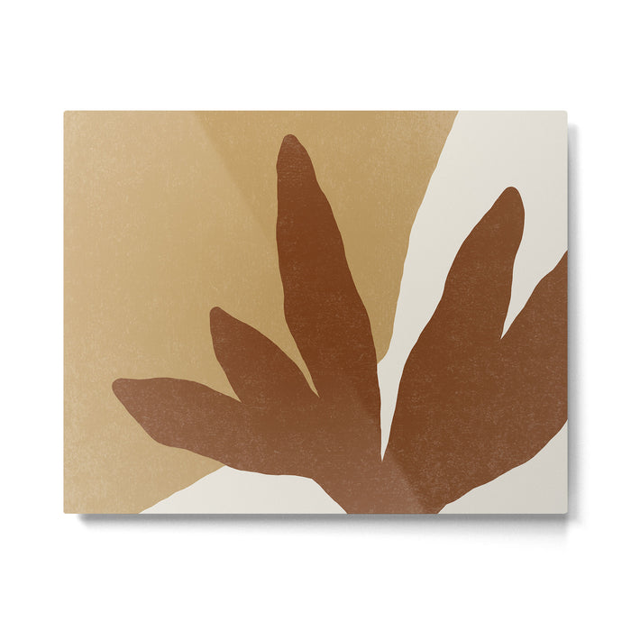 Leaves Minimalism - Brown Gold Metal Print Gallery Image 1
