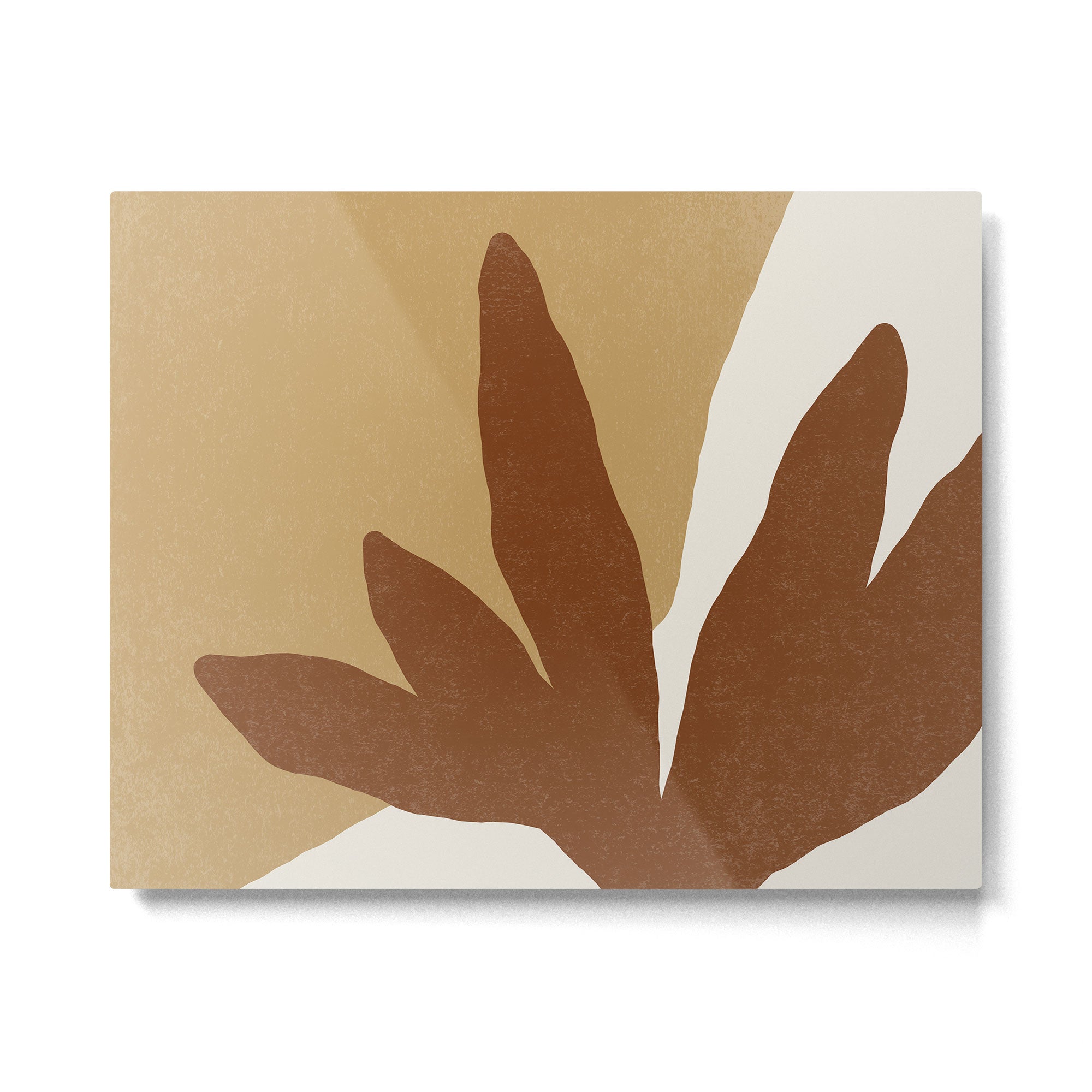 Leaves Minimalism - Brown Gold Metal Print Gallery Image 4