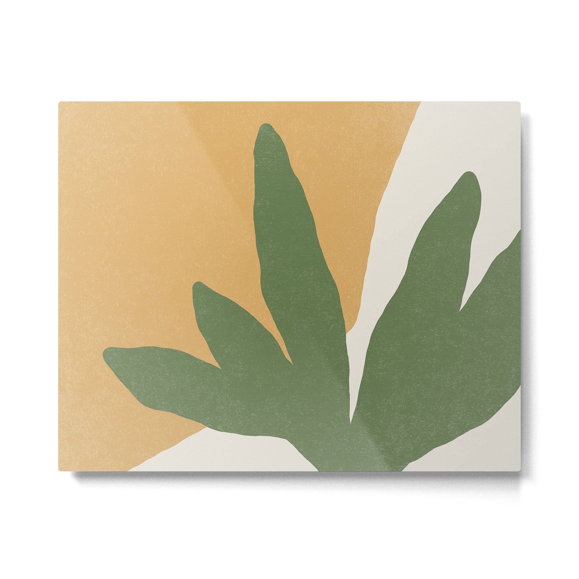 Leaves Minimalism - Green Gold Metal Print Gallery Image 4