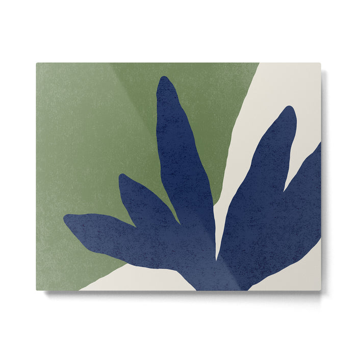 Leaves Minimalism - Navy Green Metal Print Gallery Image 1