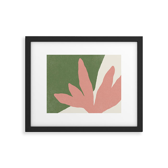 Leaves Minimalism - Pink Green Framed Art Print Gallery Image 1
