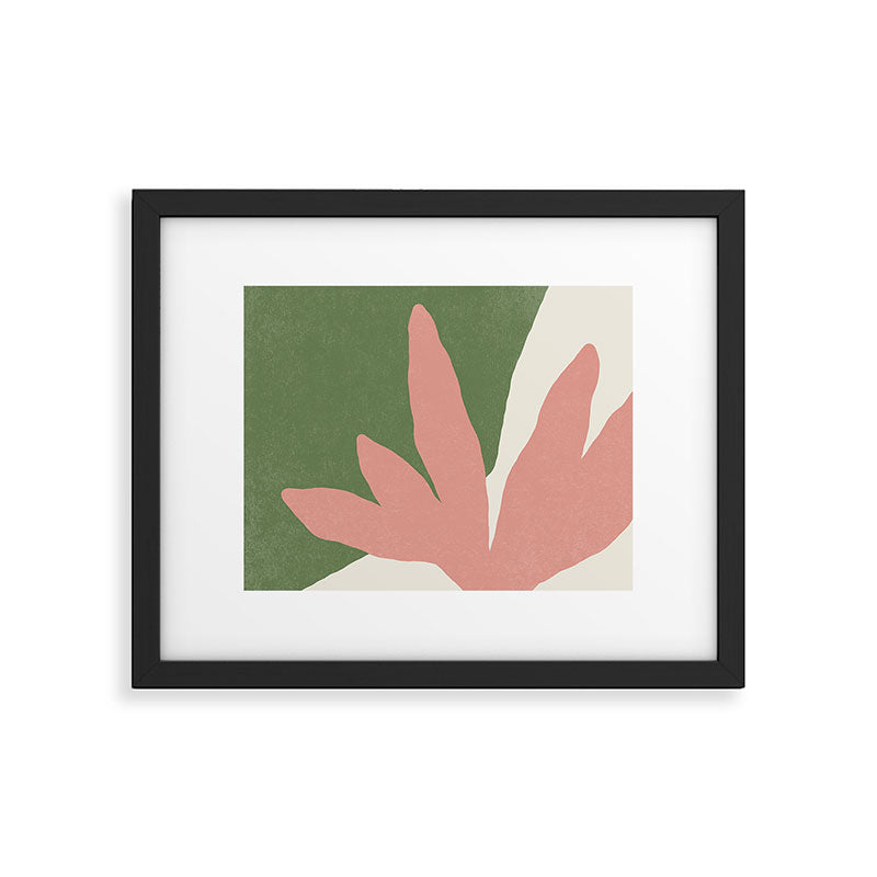 Leaves Minimalism - Pink Green Framed Art Print Gallery Image 5