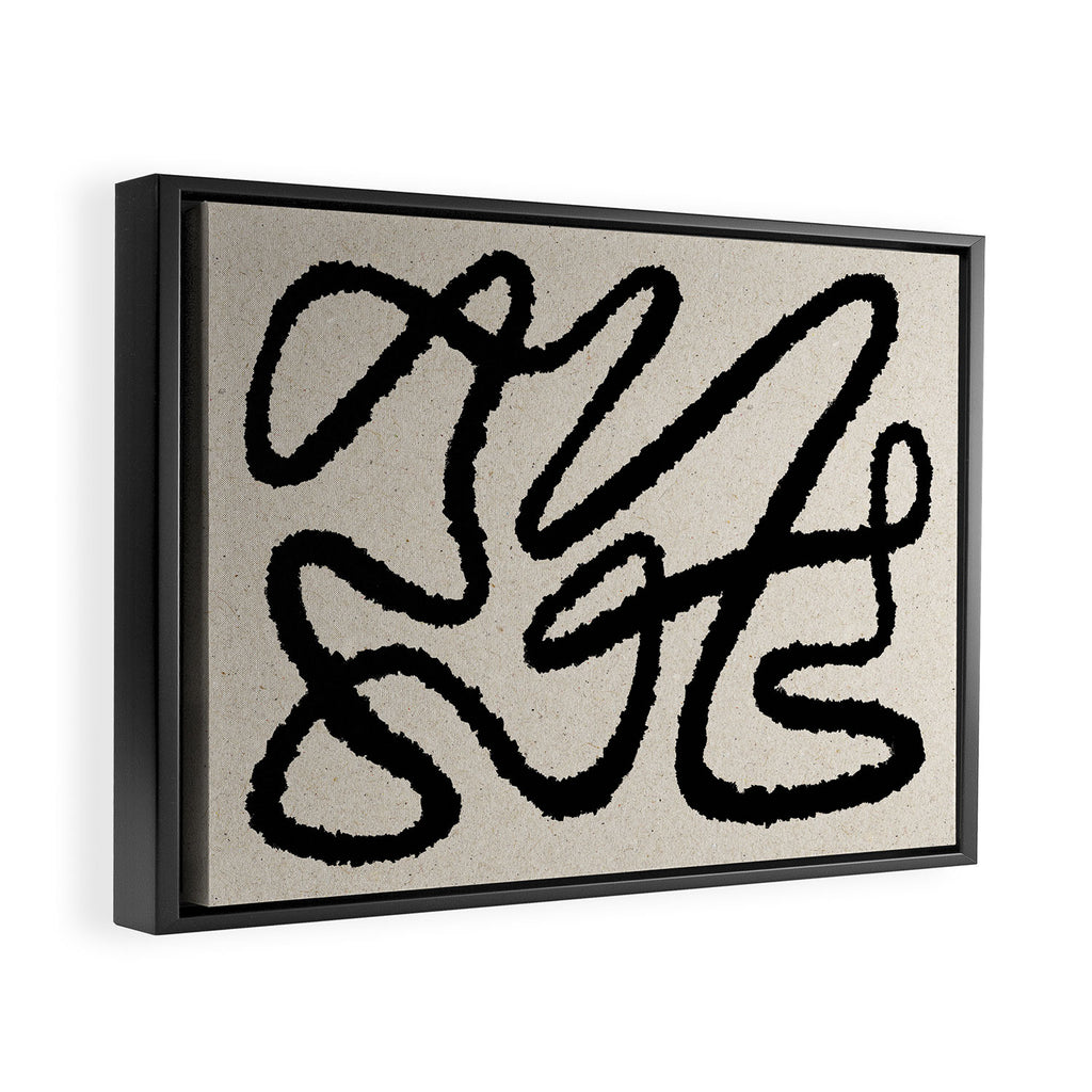 Line art abstract black 1 Framed Canvas Print Gallery Image 2