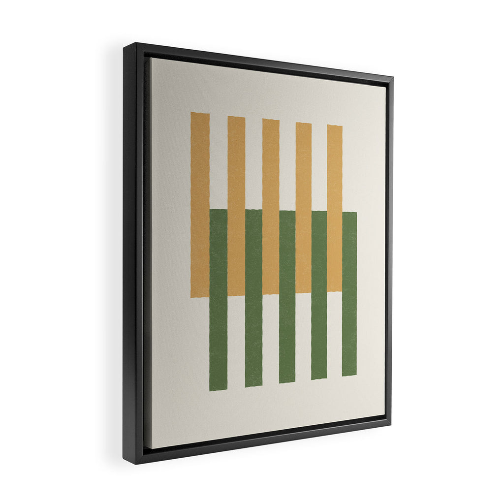 Lines Aligned - Gold Green Framed Canvas Print Gallery Image 2