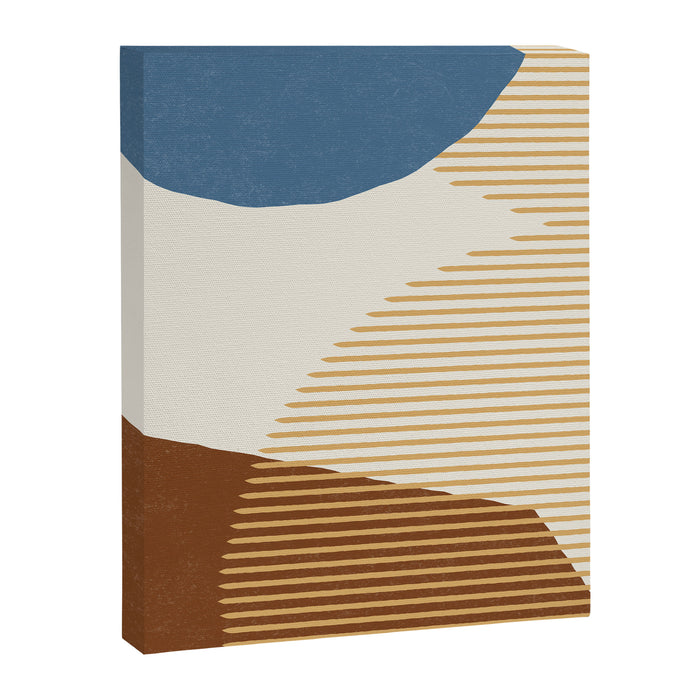 Lines Color Shapes - Blue Gold Brown  Canvas Print Gallery Image 1