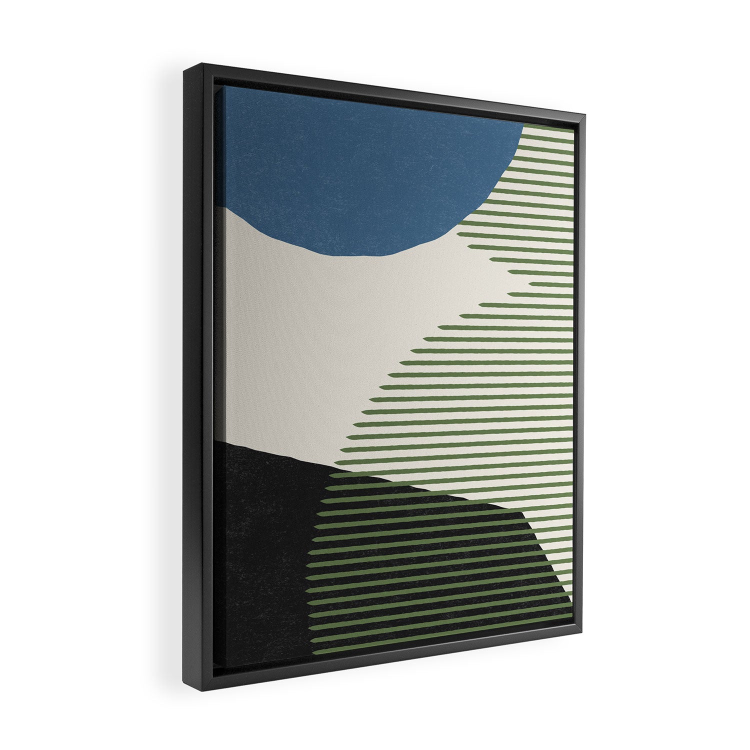 Lines Color Shapes - Blue Green Black Framed Canvas Print Gallery Image 2