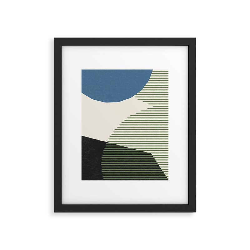 Lines Color Shapes - Blue Green Black Framed Art Print Gallery Image 5
