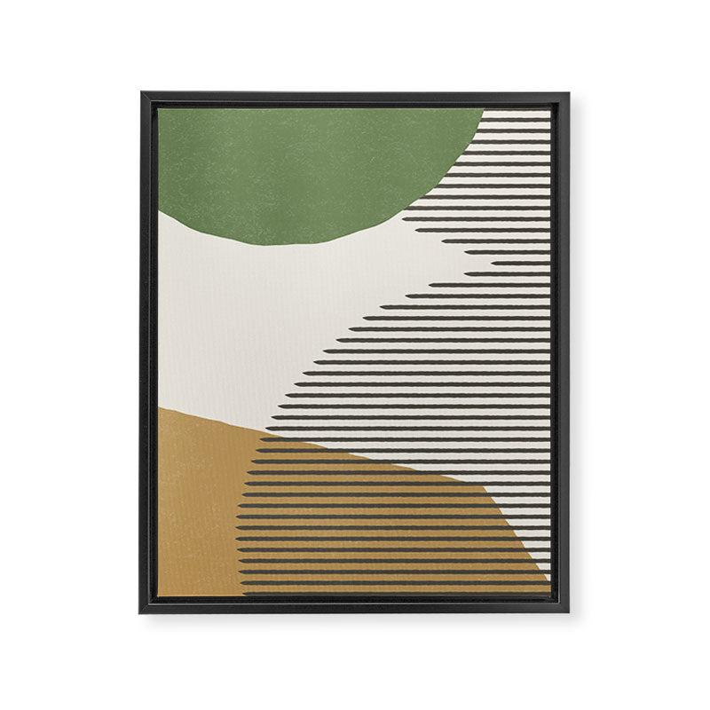 Lines Color Shapes - Green Black Gold Framed Canvas Print Gallery Image 6