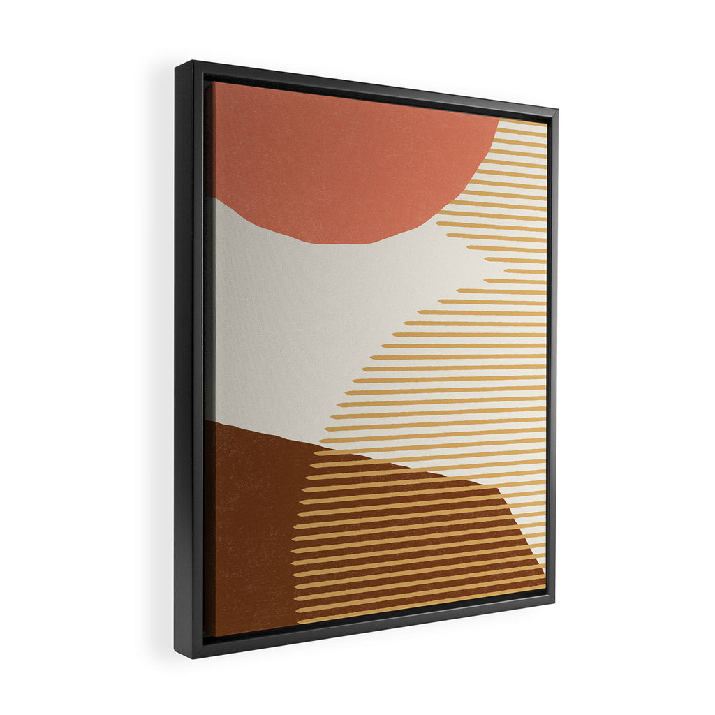Lines Color Shapes - Pink Gold Brown Framed Canvas Print Gallery Image 2