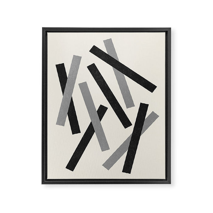 Lines Misaligned - Black and White Framed Canvas Print Gallery Image 1