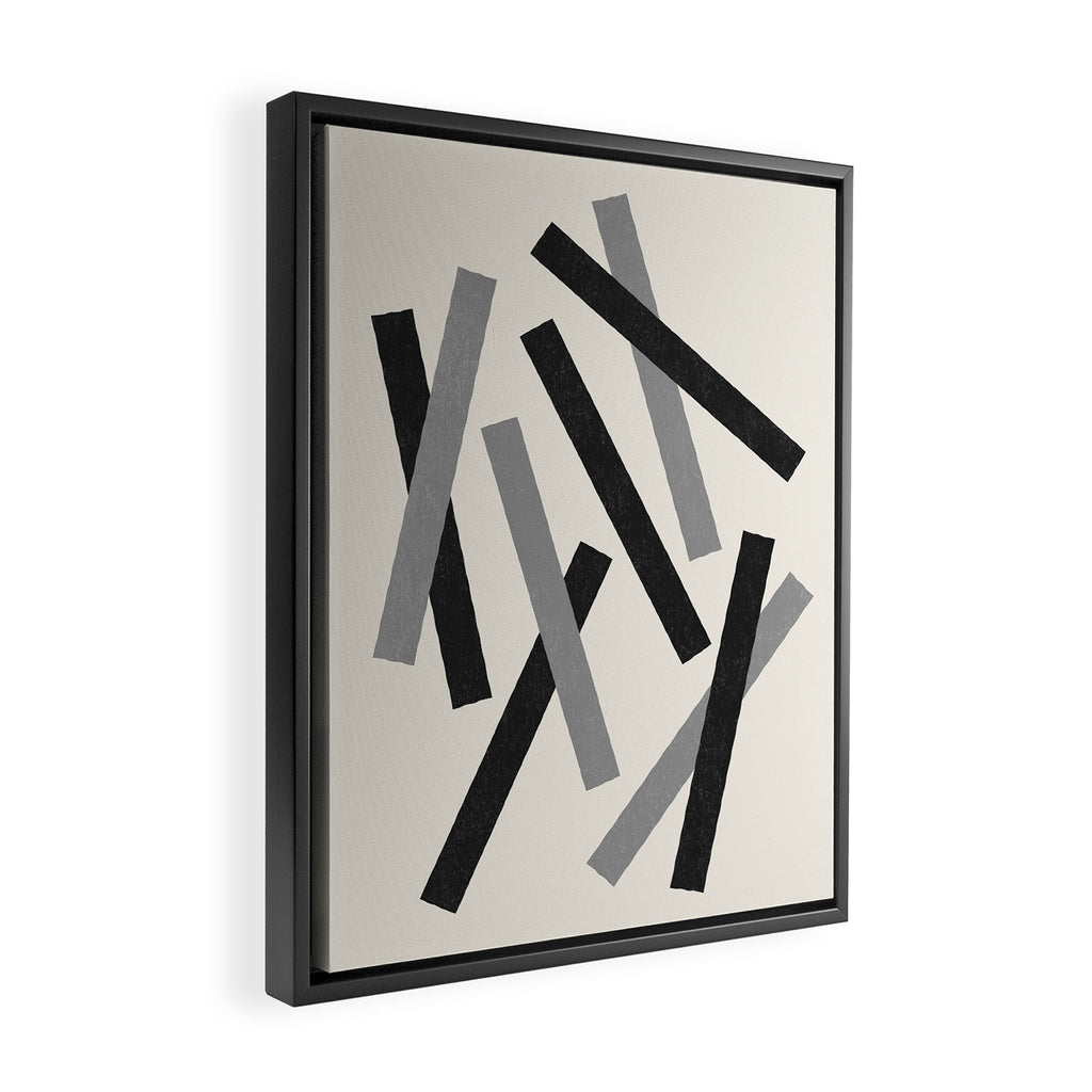 Lines Misaligned - Black and White Framed Canvas Print Gallery Image 2