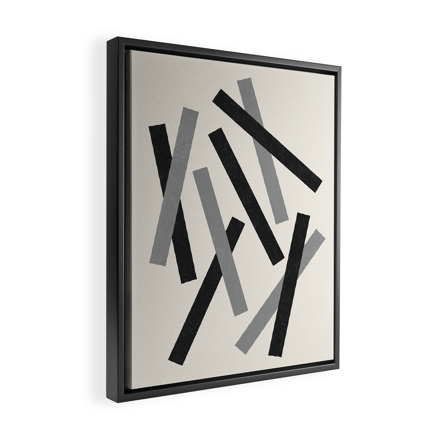 Lines Misaligned - Black and White Framed Canvas Print Gallery Image 2