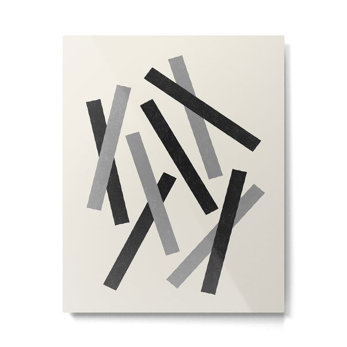 Lines Misaligned - Black and White Metal Print Gallery Image 1